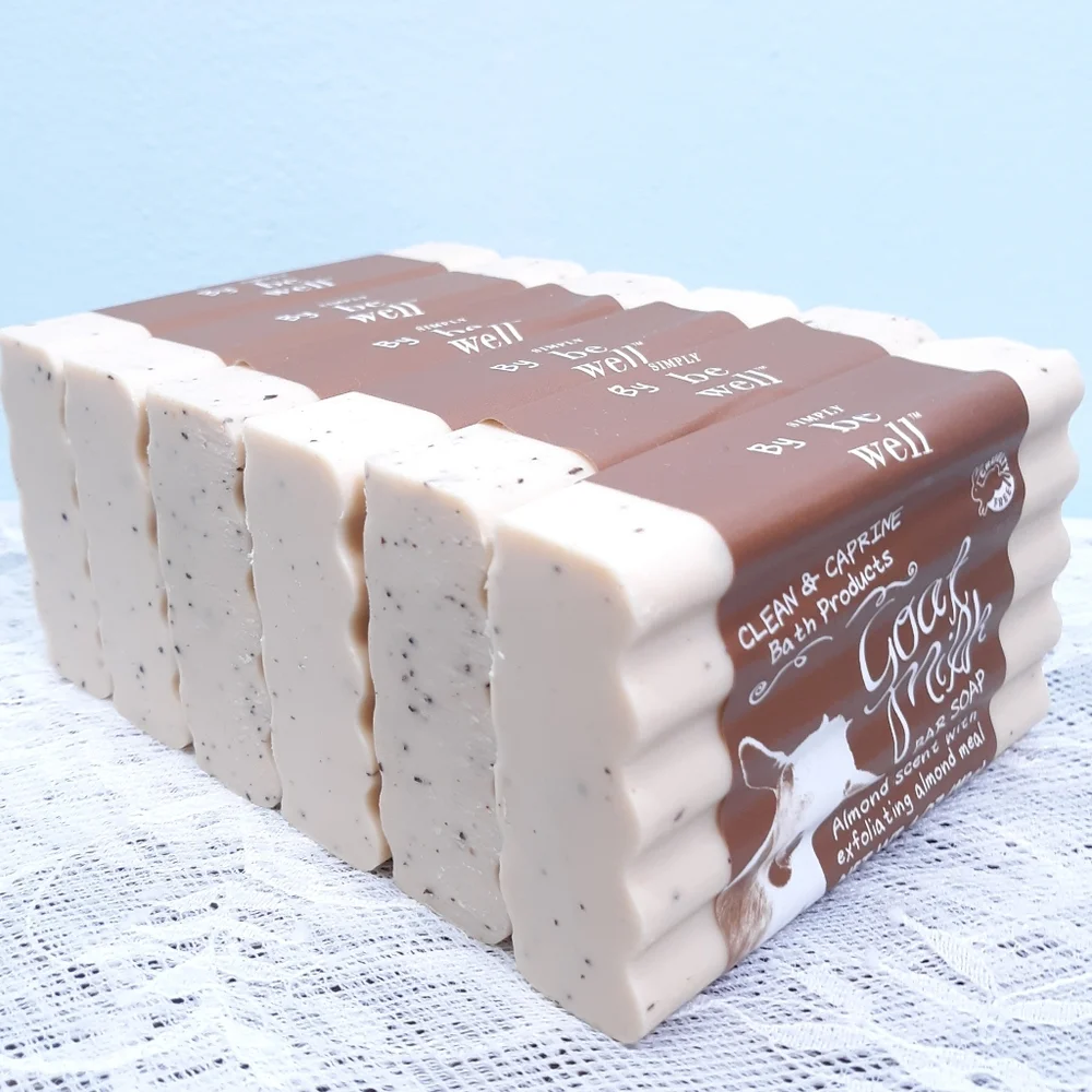 6 Goat Milk Bar Soap Simply Be Well Exfoliating Almond Clean and Caprine - Picture 2 of 7